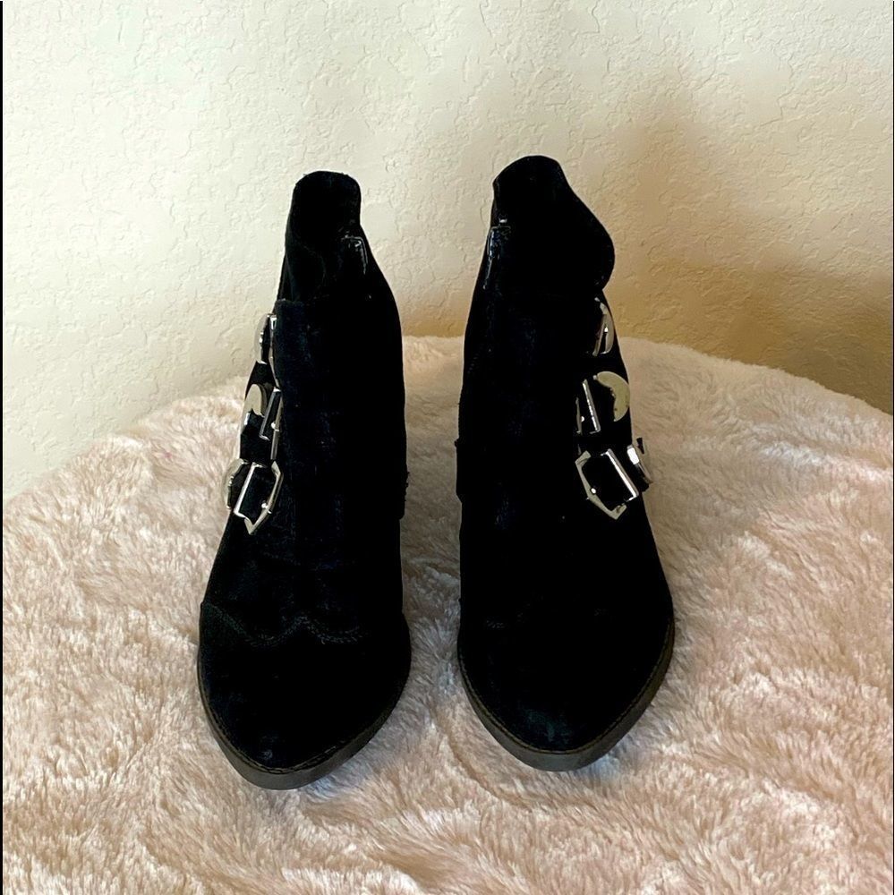 Qupid  Ankle Booties with Silver Buckles - Picture 2 of 8